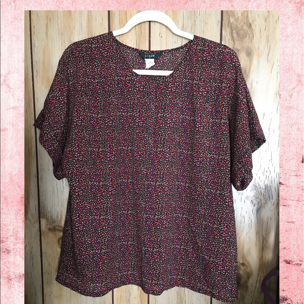 J.Crew..Short Sleeve Two Button Multi Color Top S